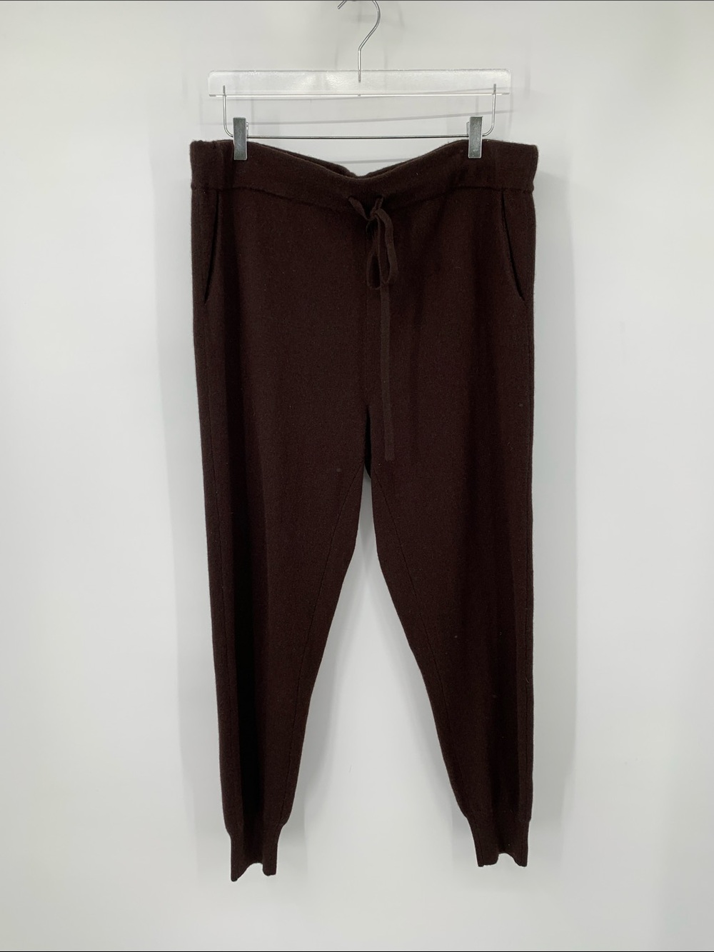 J Crew cashmere jogger pants chocolate brown pocket lounge women X-Large XL